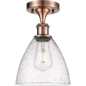 Ballston Dome LED 7.5 inch Antique Copper Semi-Flush Mount Ceiling Light in Seedy Glass