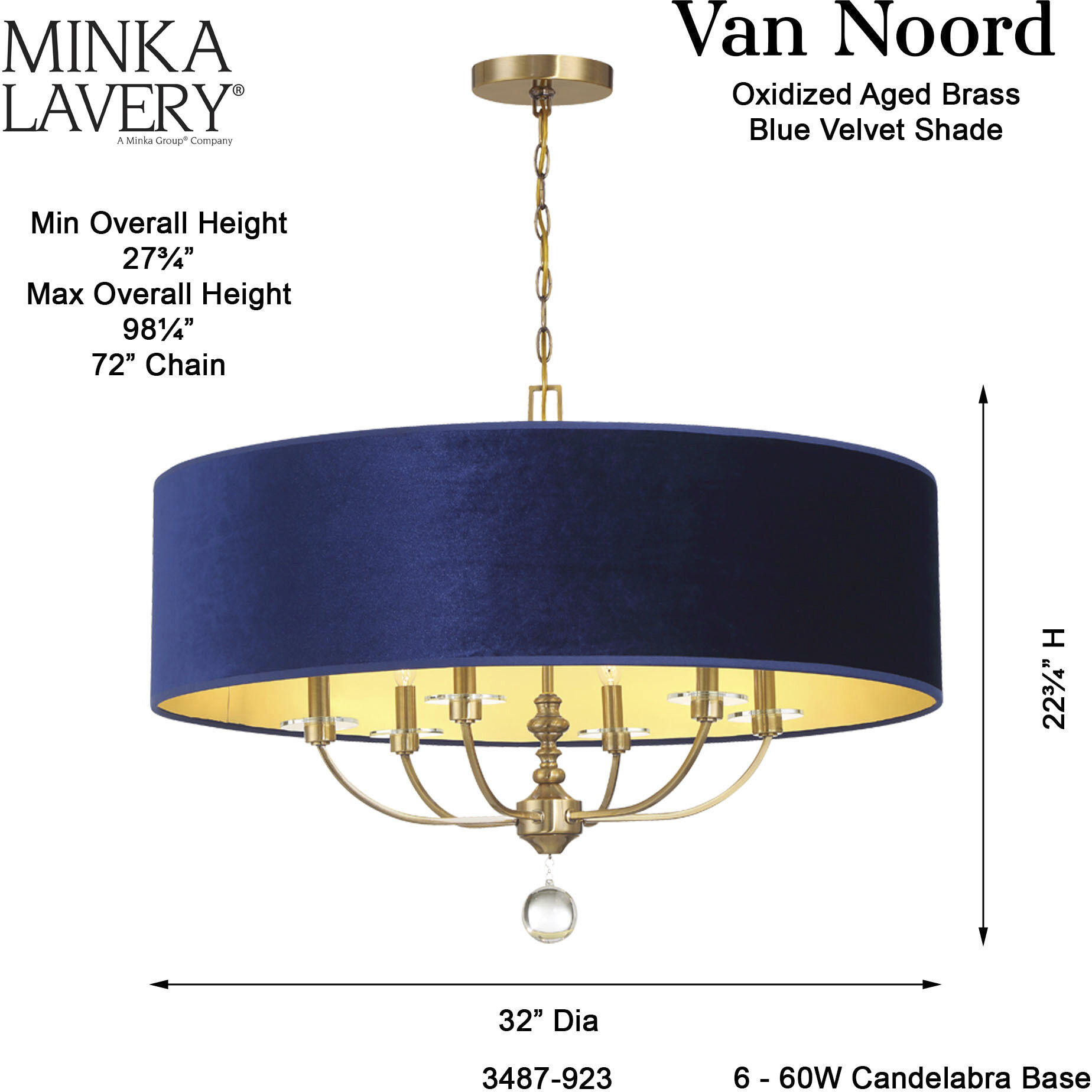 Van Noord 6 Light 32 inch Oxidized Aged Brass Pendant Ceiling Light