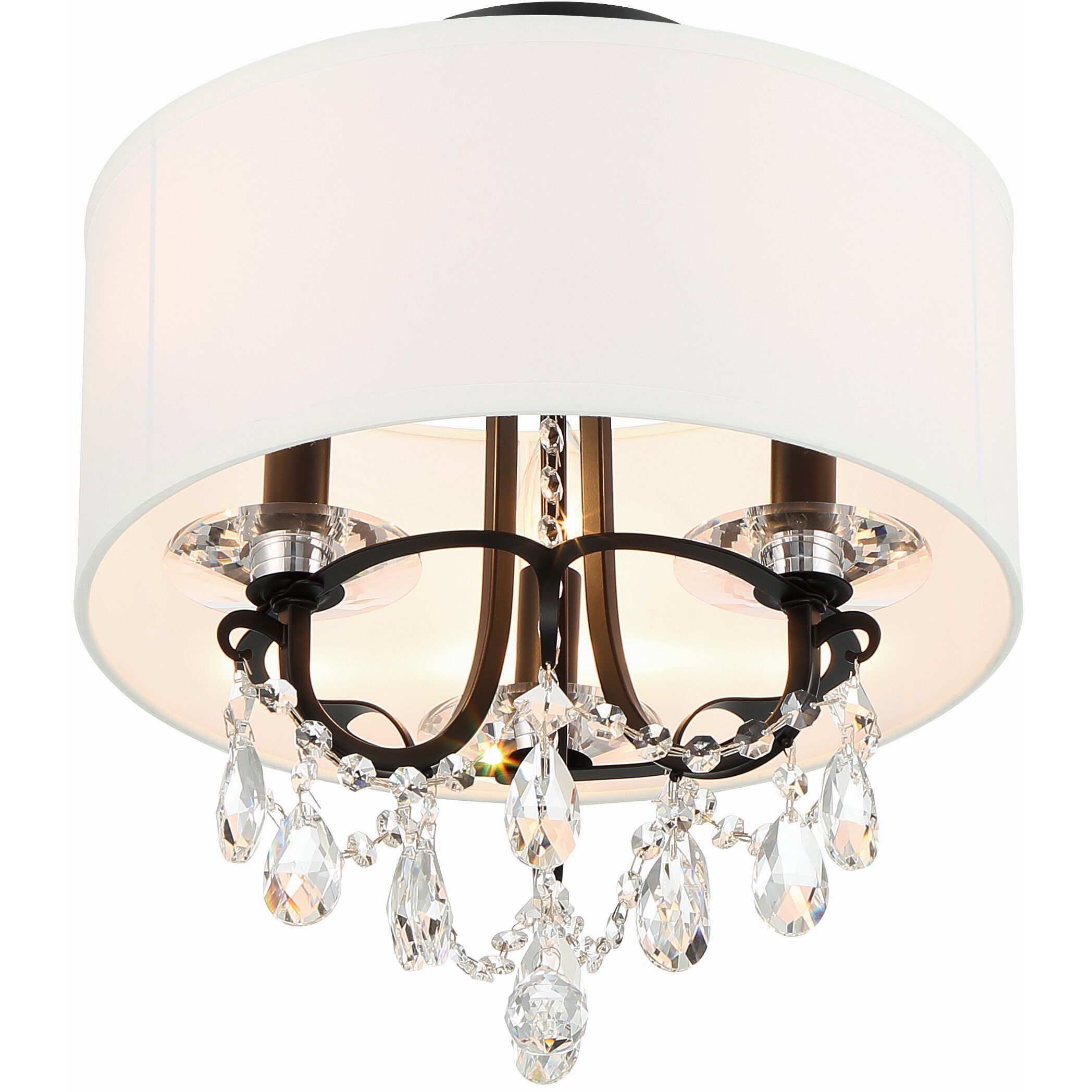 Othello 3 Light 14 inch Matte Black Semi Flush Ceiling Light