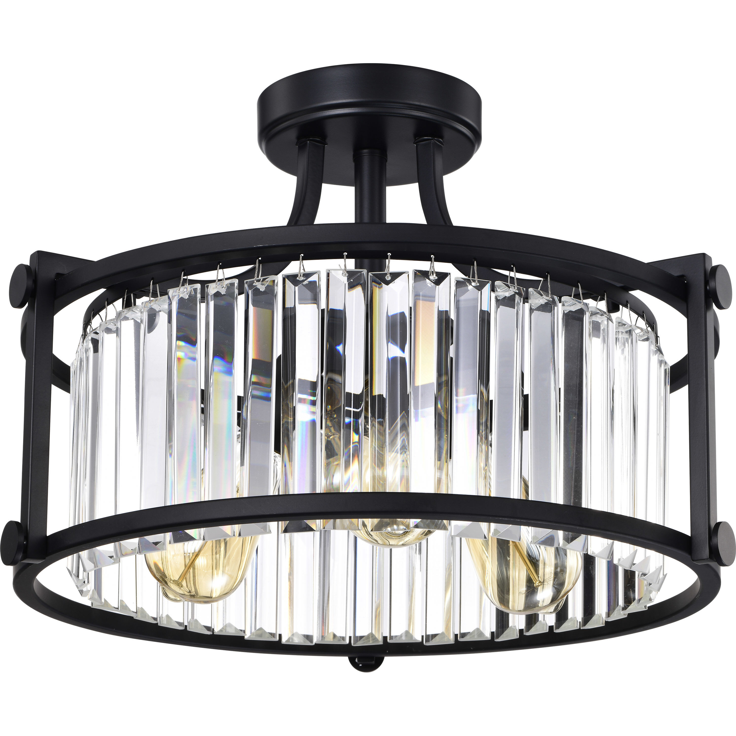 Krys 3 Light 17.75 inch Aged Bronze Semi Flush Mount Ceiling Light