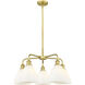 Bristol Glass 5 Light 25.5 inch Satin Gold Chandelier Ceiling Light in Matte White