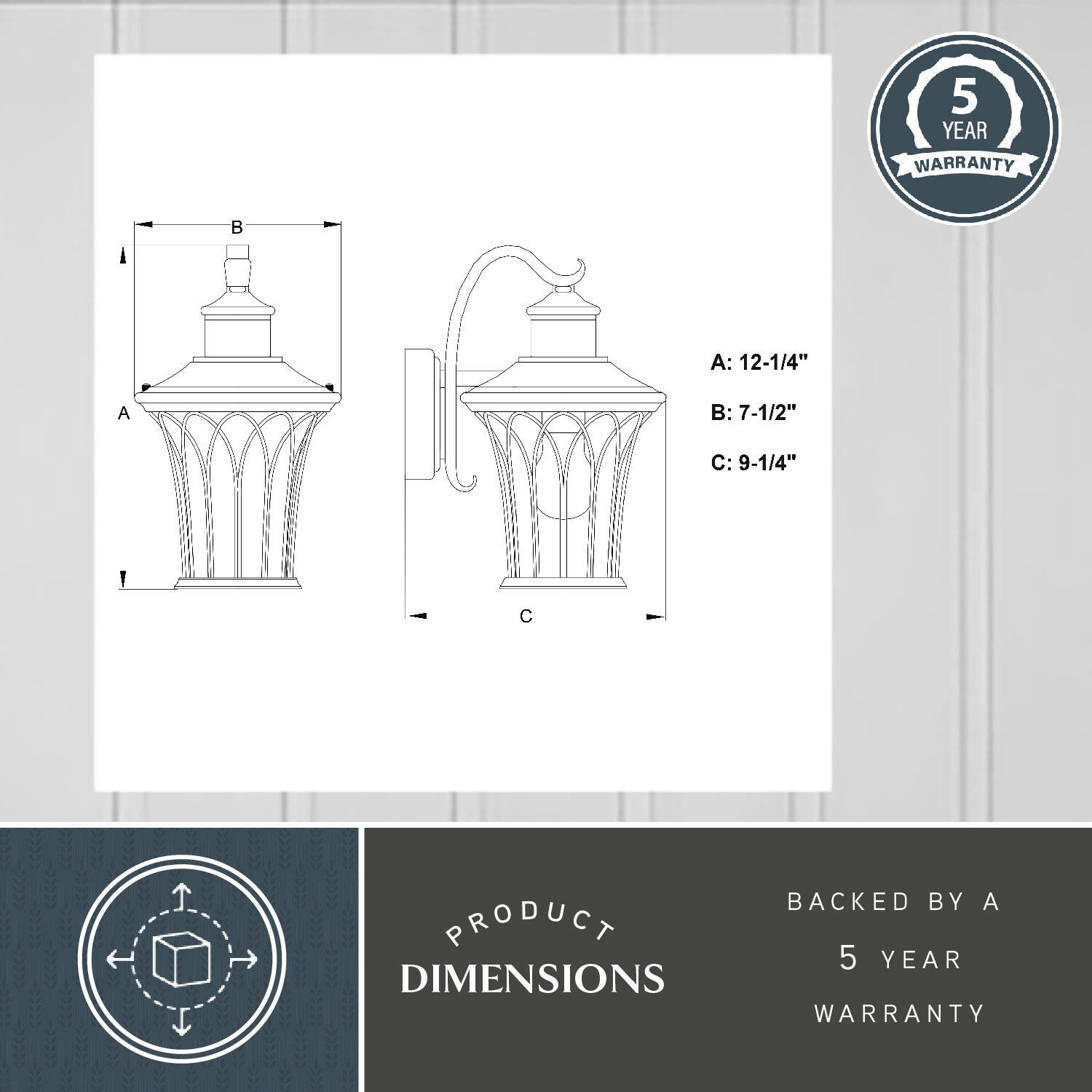 Abigail Textured Black Outdoor Motion Sensor