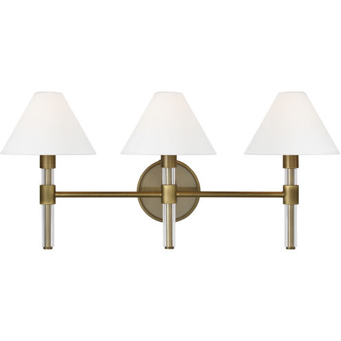 Robert 3 Light 27 inch Time Worn Brass / Clear Acrylic Vanity Light Wall Light