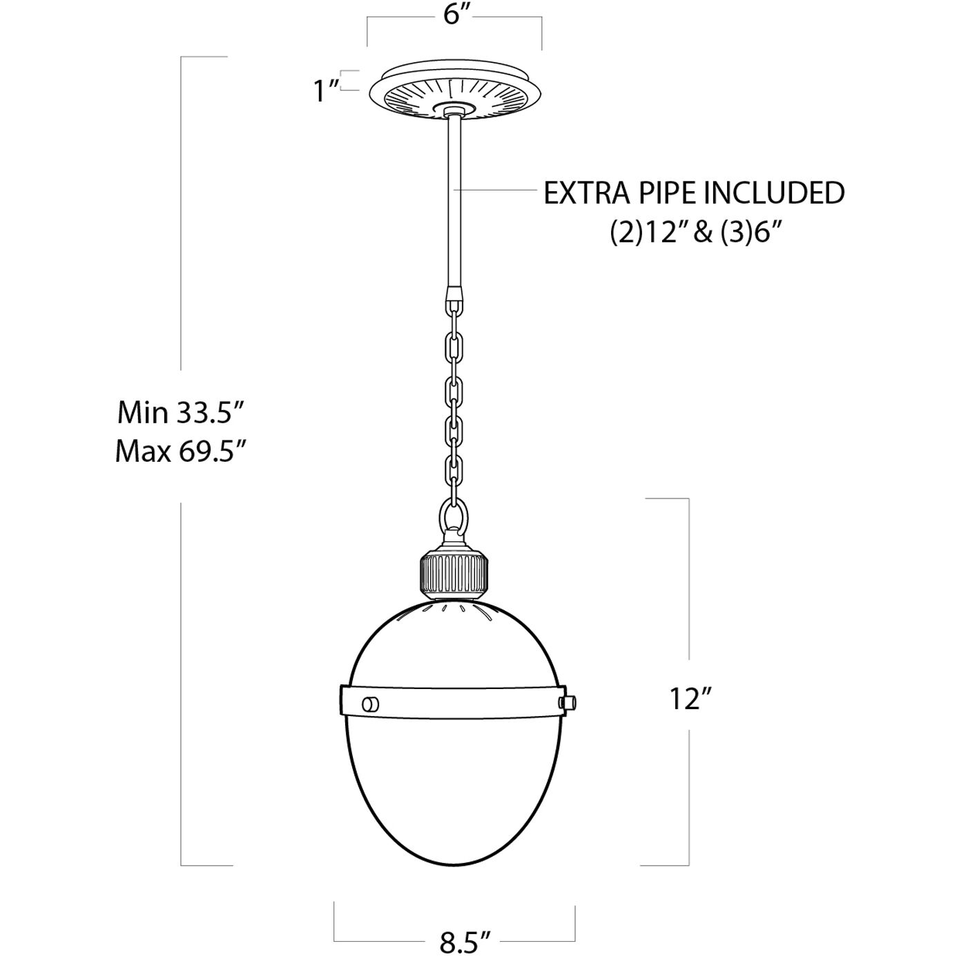 Otis 1 Light 8.5 inch Polished Nickel Pendant Ceiling Light, Small