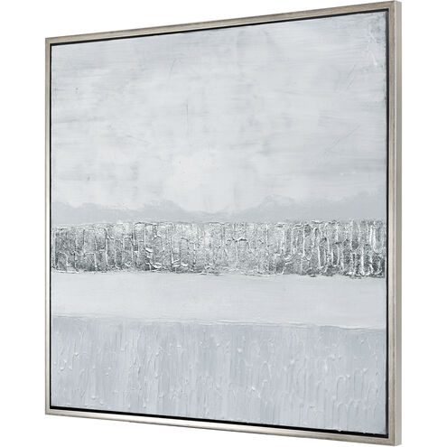 Weber Lake White with Gray and Champagne Silver Framed Wall Art