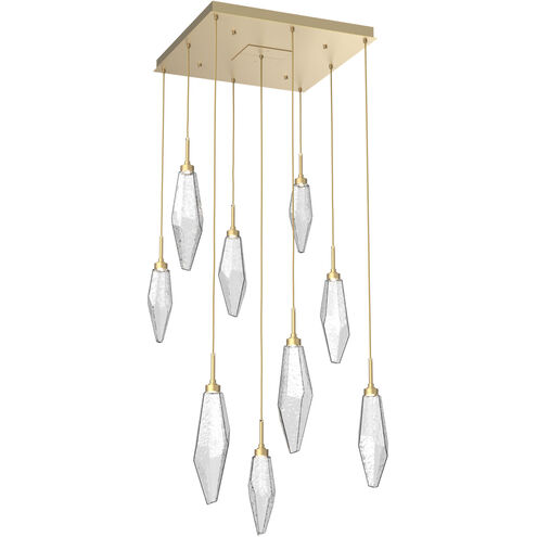 Rock Crystal LED 26.1 inch Gilded Brass Chandelier Ceiling Light in Chilled Clear, 2700K LED, Square Multi-Port