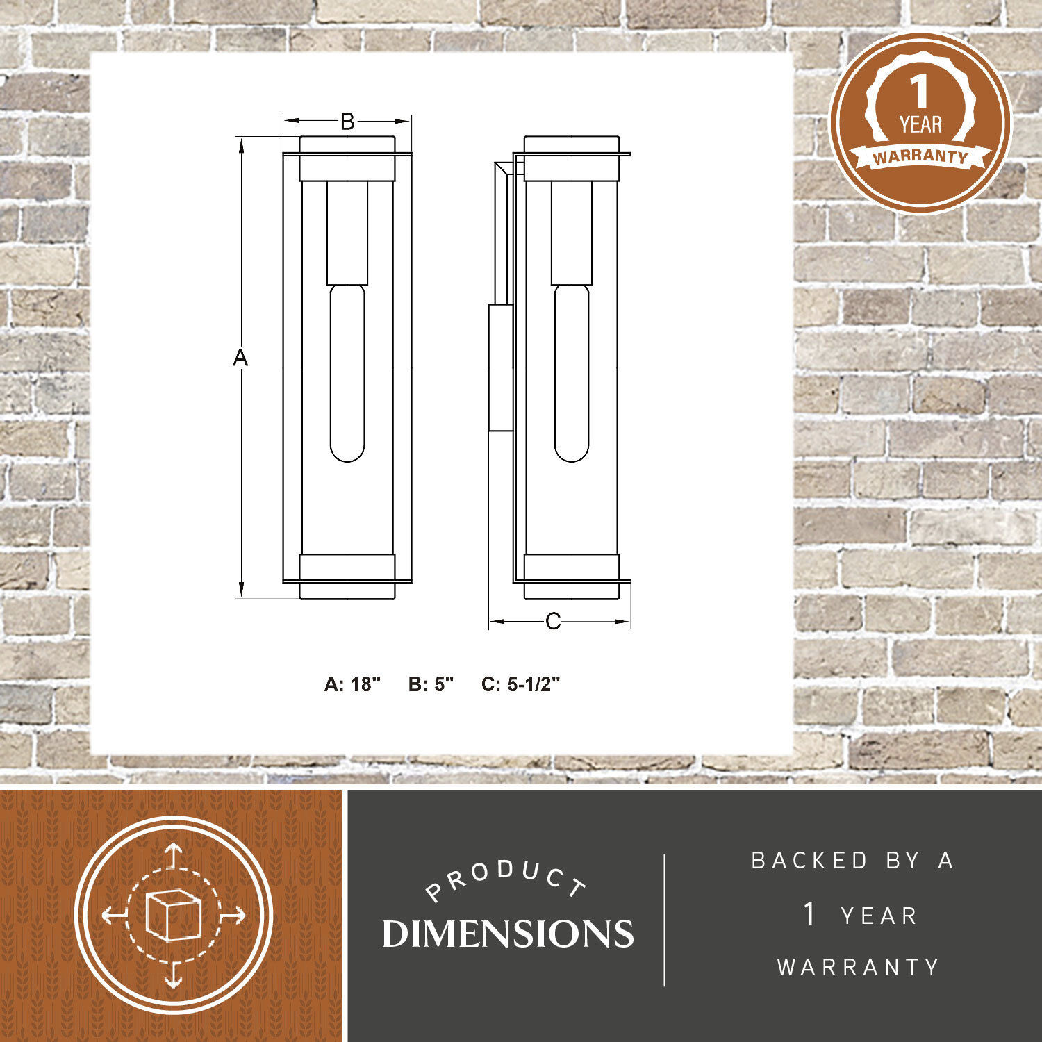 Brighton Park LED 18 inch Textured Black Outdoor Wall