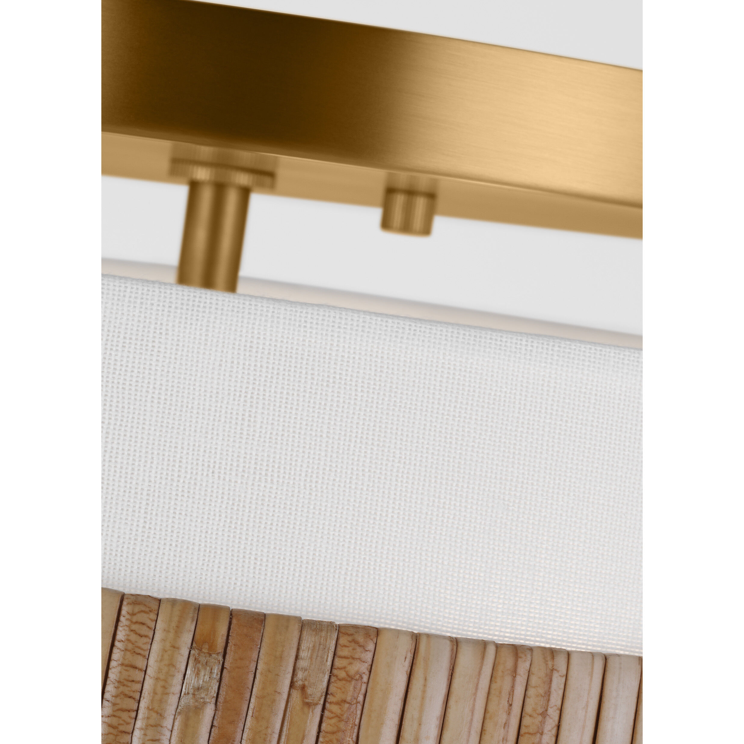 AH by Alexa Hampton Cordtlandt 3 Light 14 inch Burnished Brass with Rattan Semi-Flush Mount Ceiling Light