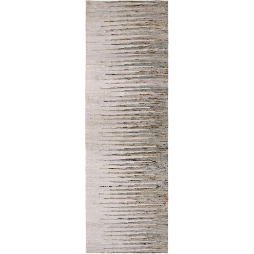 Monticello 96 X 30 inch Light Gray/Dark Brown/Ivory Rugs, Cotton