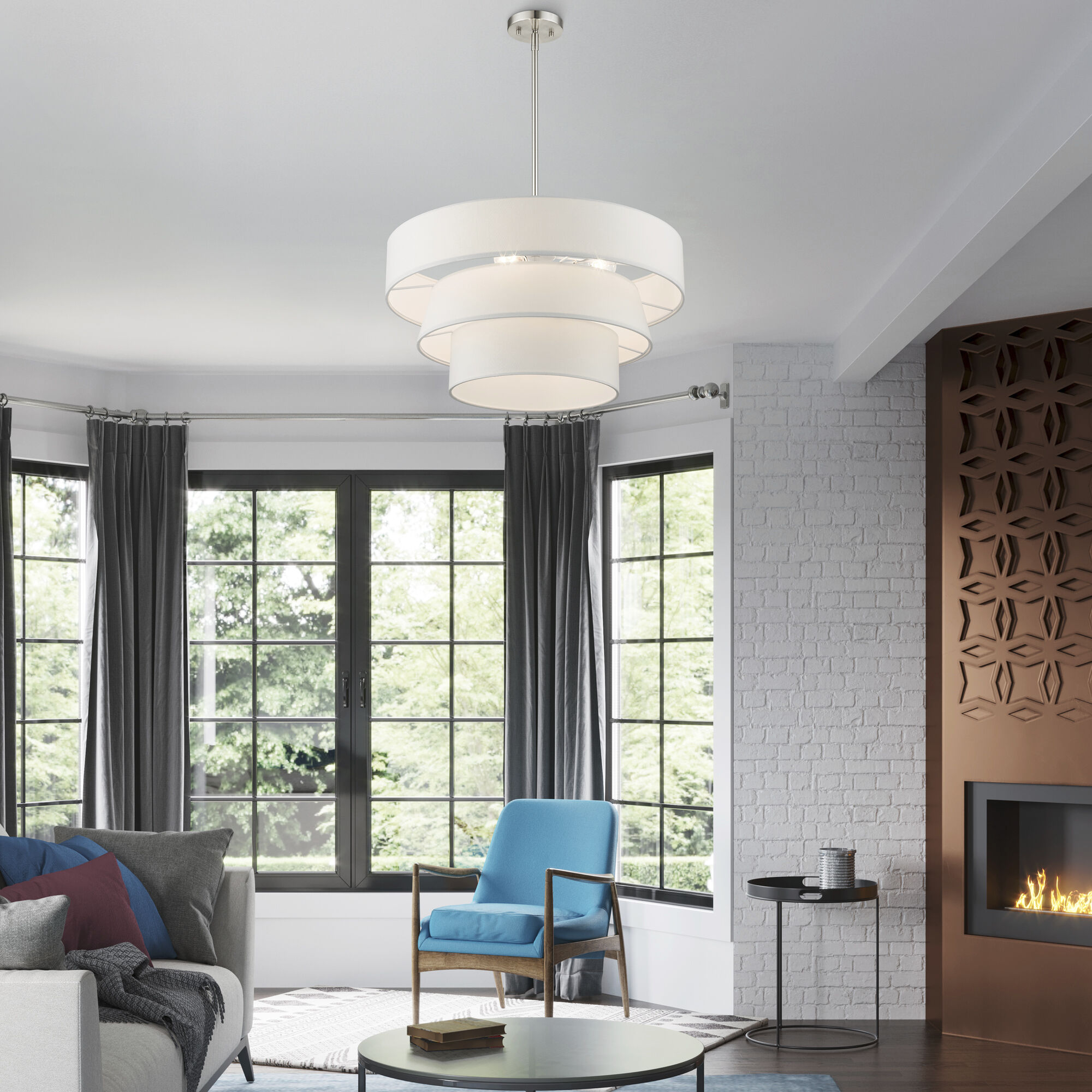 Warrenville 4 Light 23 inch Brushed Nickel Pendant Chandelier Ceiling Light