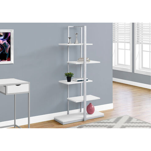 Shaler White and Silver Bookcase