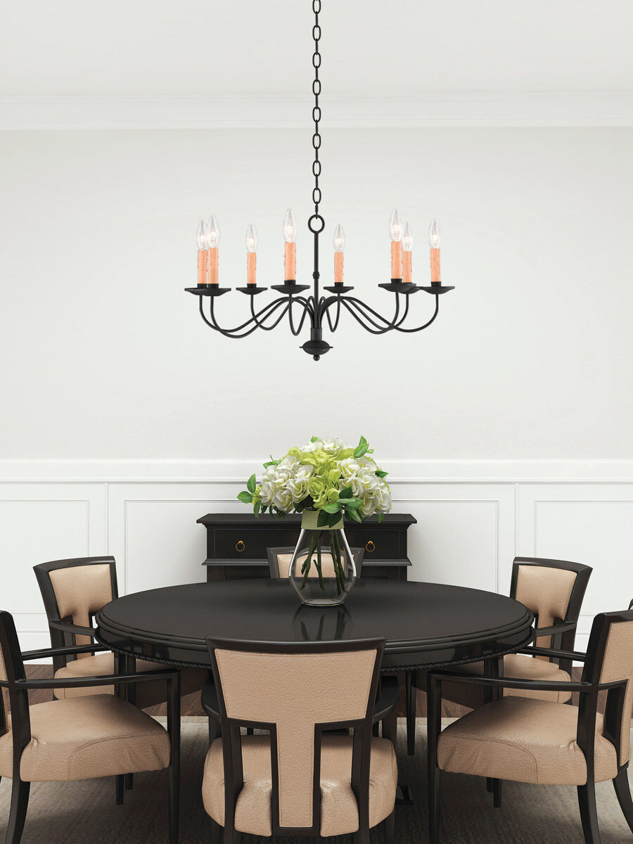 Heritage 8 Light 25 inch Black Chandelier Ceiling Light