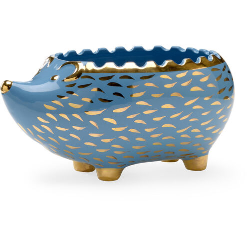 Shayla Copas Blue Glaze/Metallic Gold Planter