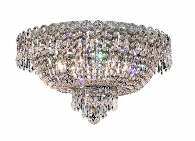 Century 6 Light 18 inch Chrome Flush Mount Ceiling Light in Royal Cut