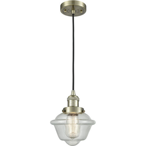 Franklin Restoration Oxford 1 Light 7.5 inch Antique Brass Mini Pendant Ceiling Light in Incandescent, Seedy, Franklin Restoration