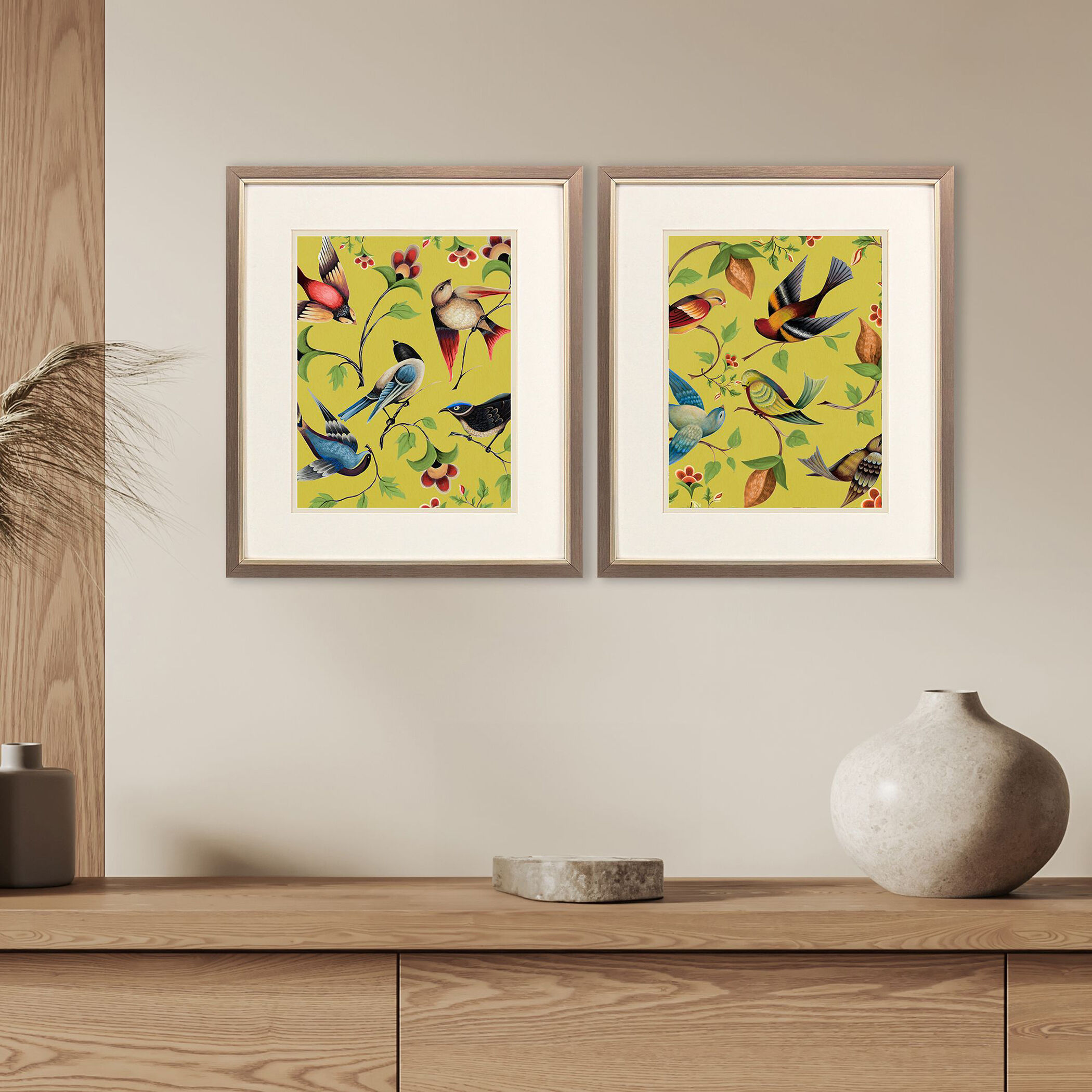 Friends Meeting Green and Yellow and Blue and Red Framed Art, Propac