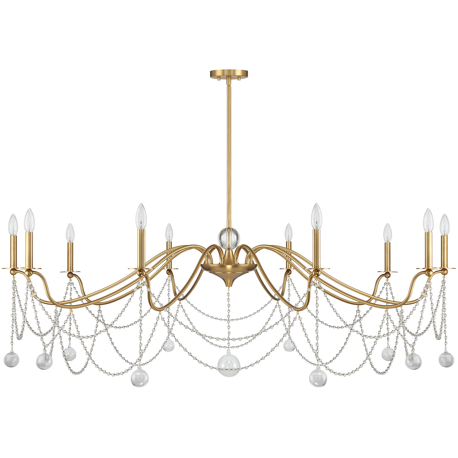 Mariposa 10 Light 60 inch Warm Brass Chandelier Ceiling Light