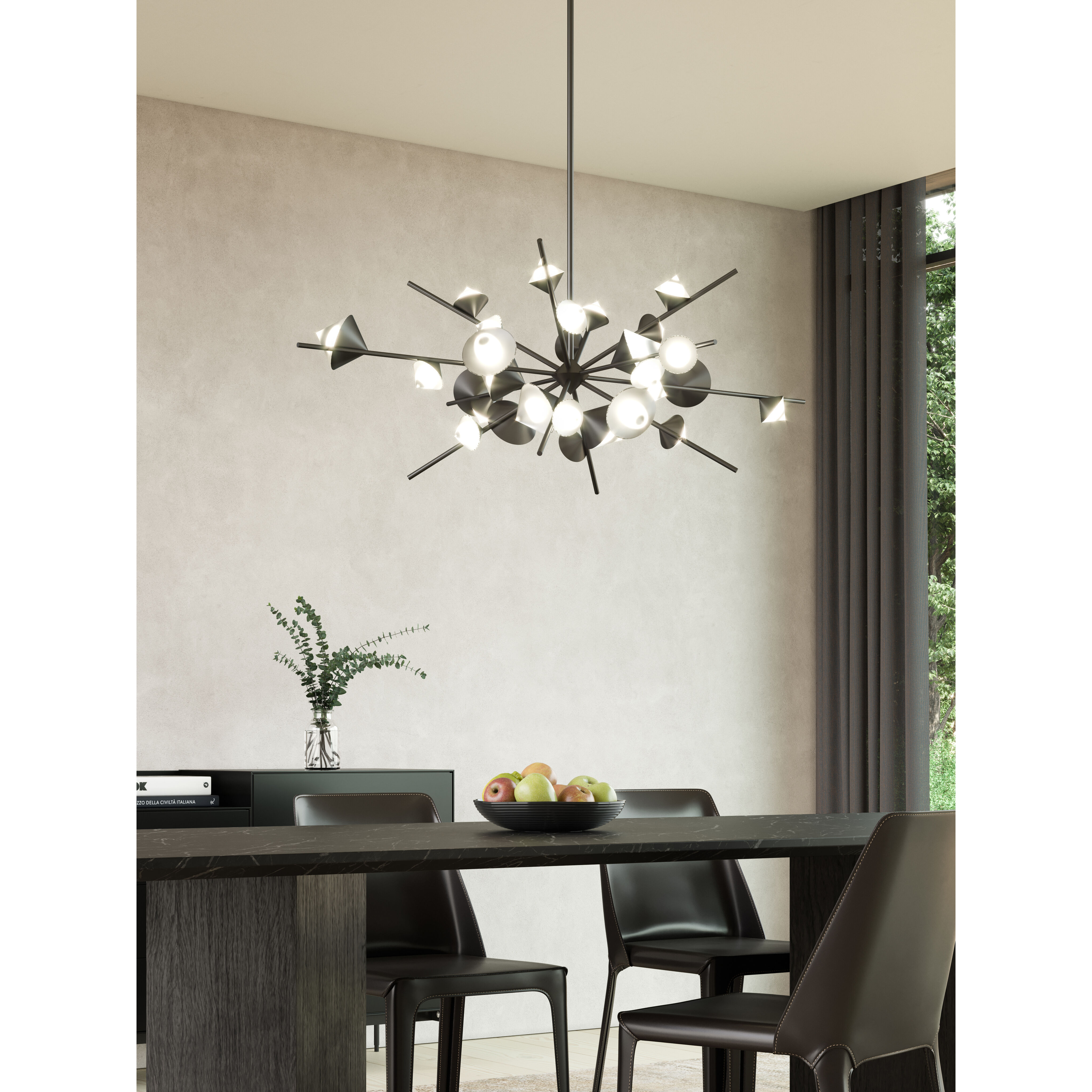 Geode LED 48 inch Black Chandelier Ceiling Light