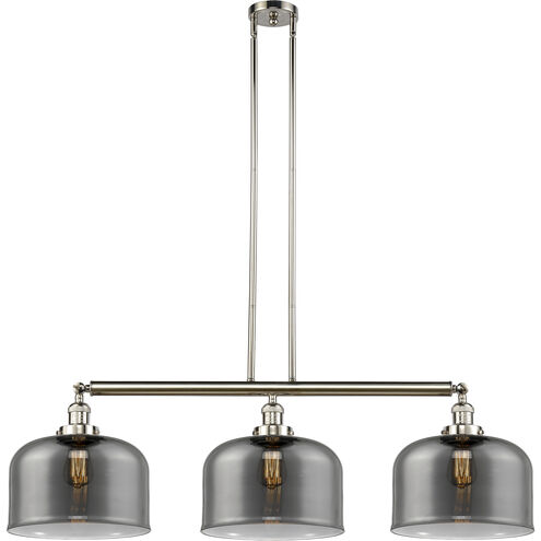 Franklin Restoration X-Large Bell 3 Light 42 inch Polished Nickel Island Light Ceiling Light in Plated Smoke Glass, Franklin Restoration