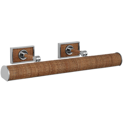 Chapman & Myers Halwell 16 watt 24 inch Polished Nickel and Natural Woven Rattan Picture Light Wall Light