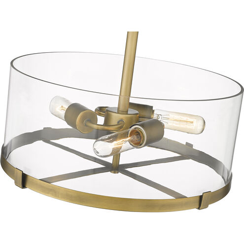 Callista 3 Light 16.5 inch Rubbed Brass Semi Flush Mount Ceiling Light