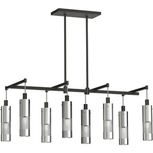 Grid 3 8 Light 36 inch Coal With Brushed Nickel Island Light Ceiling Light