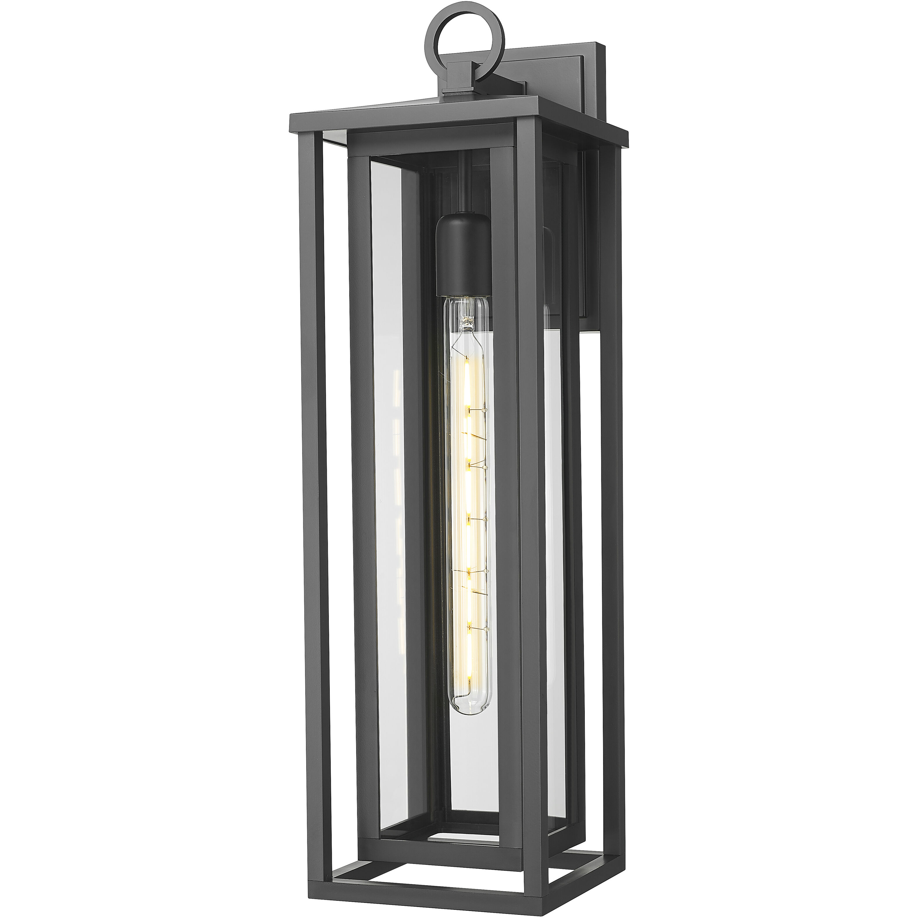 Ashland 1 Light 23 inch Matte Black Outdoor Sconce in Clear Glass