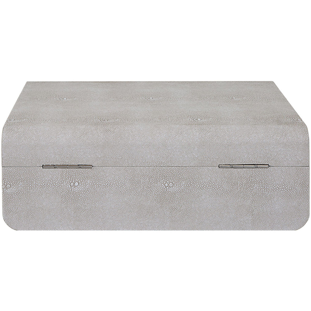 Lalique 12.88 inch White Shagreen with Antique Brass and Black Enamel Box