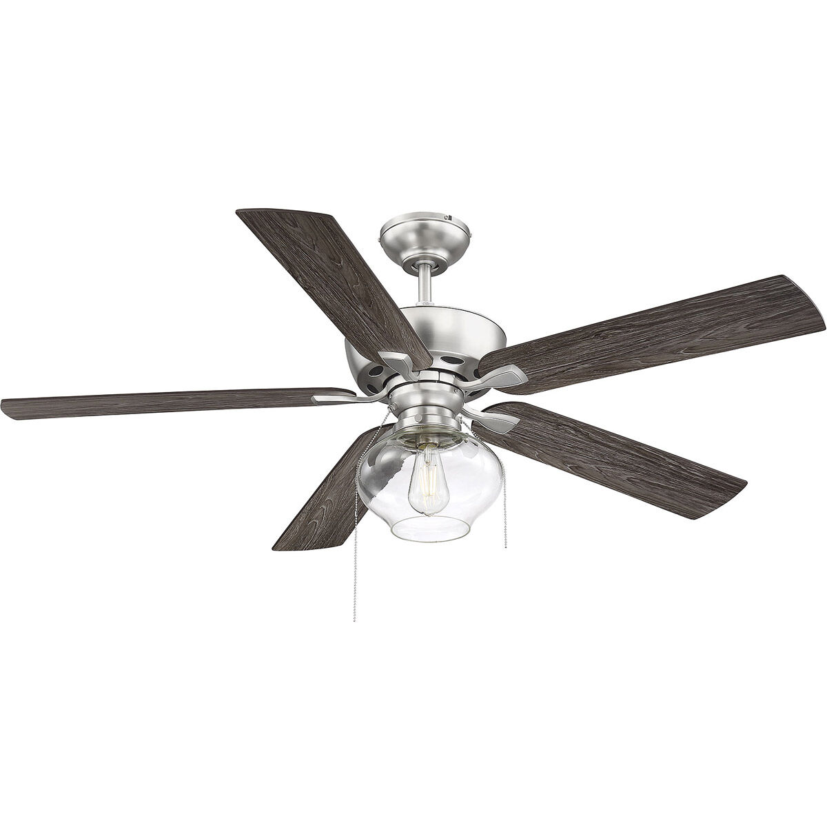 Farmhouse 52 inch Brushed Nickel with Chestnut/ Grey Weathered Oak Blades Ceiling Fan