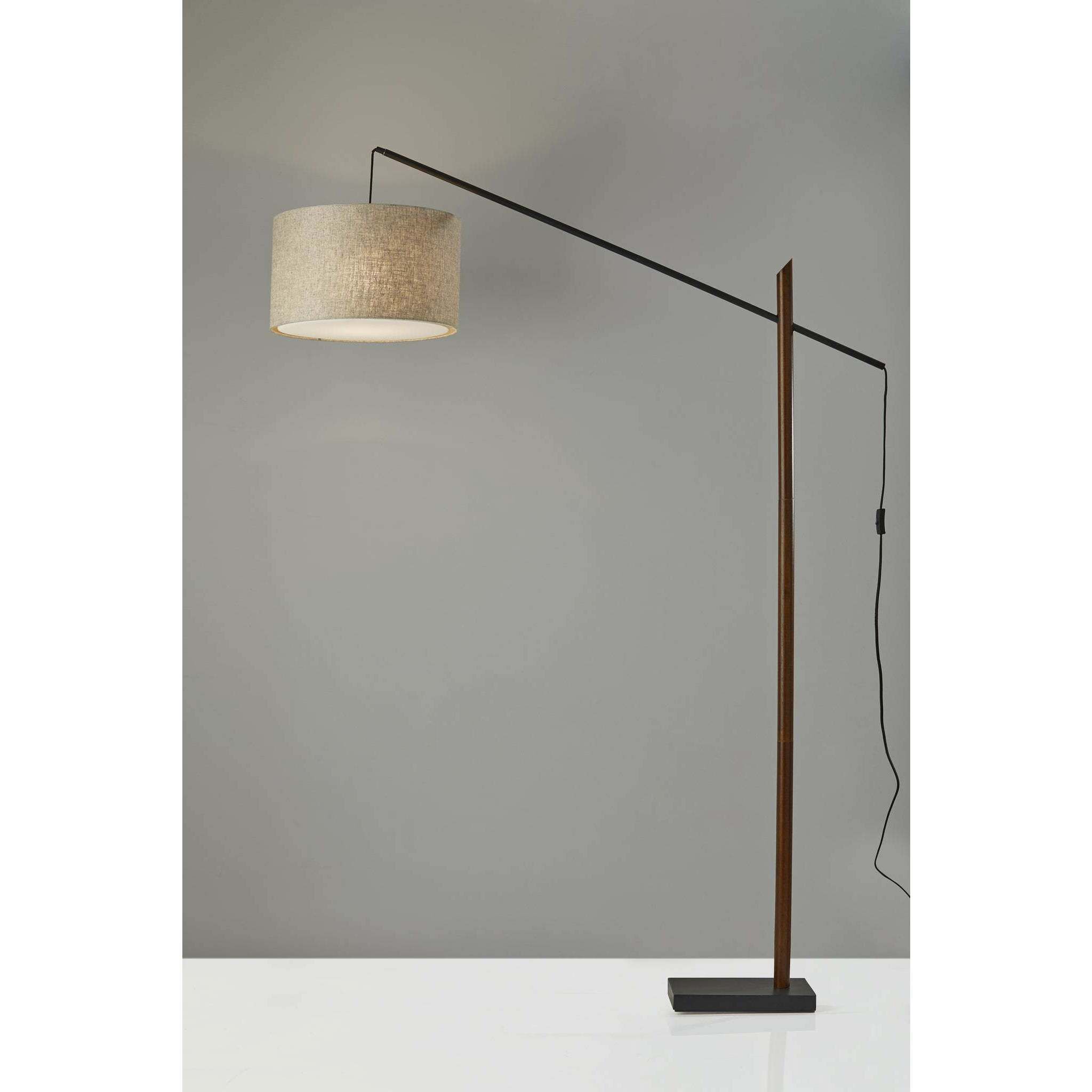 Ethan 77 inch 100.00 watt Black with Walnut Rubberwood Arc Lamp Portable Light