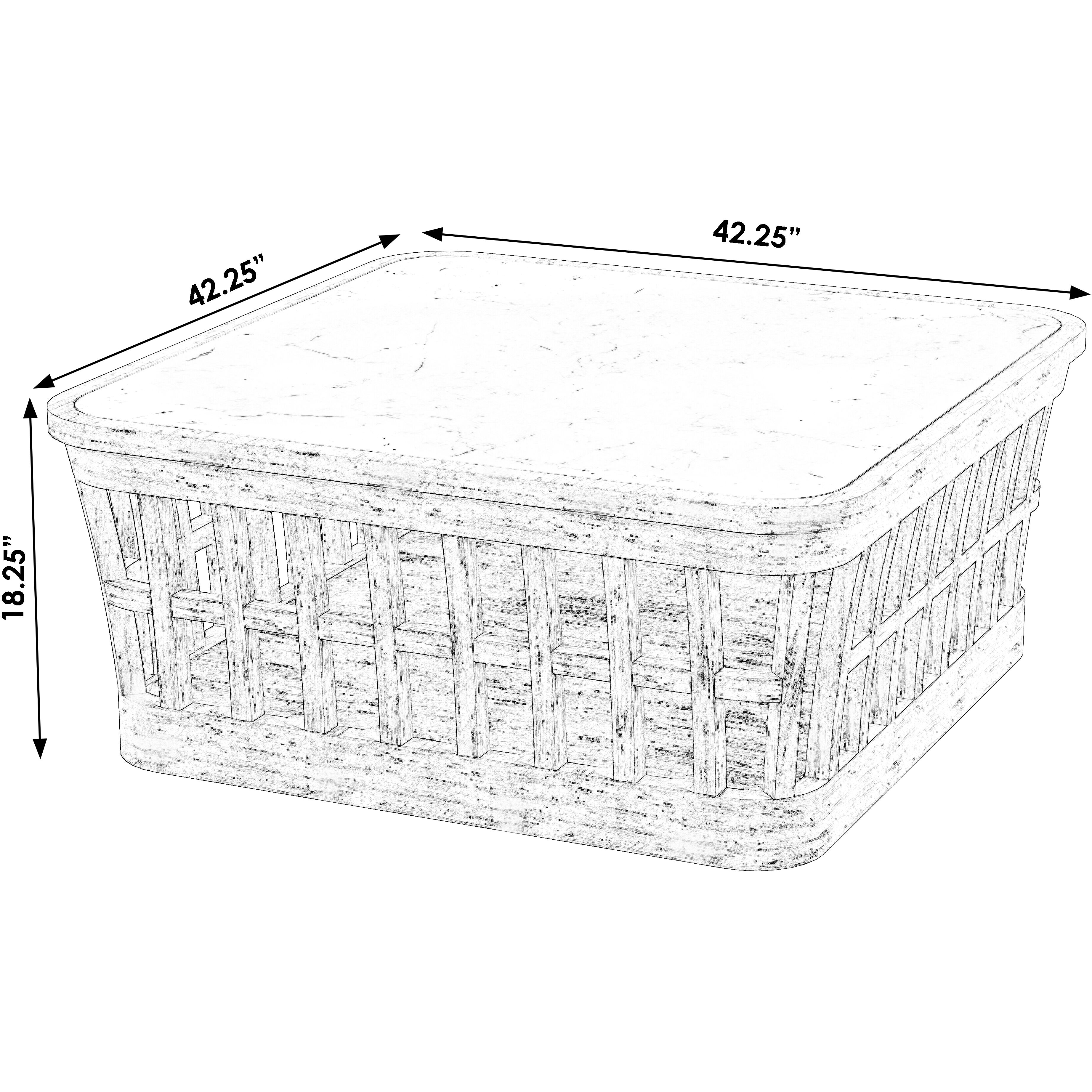 Monhegan Outdoor Teak and Marble Coffee Table in Light Brown