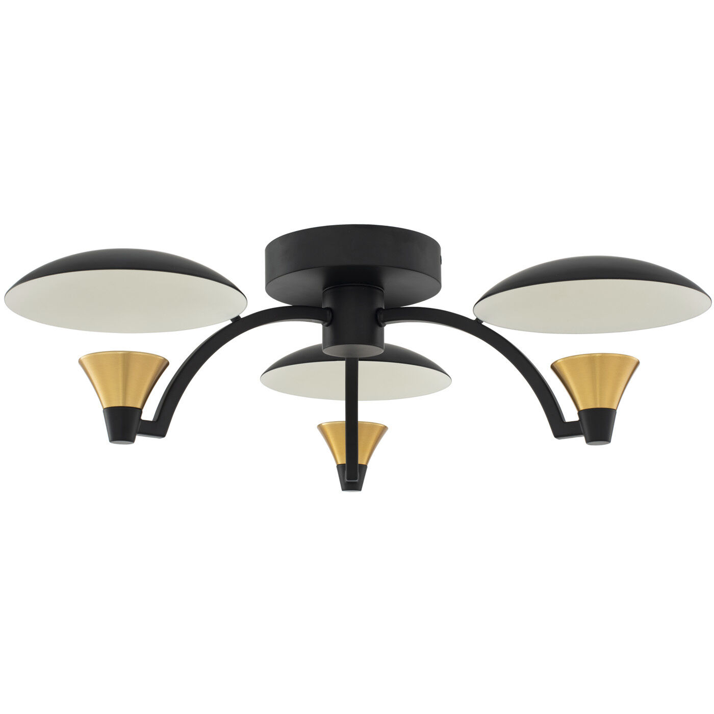 Redding LED 19 inch Matte Black with White and Brass Accent Semi Flush Mount Ceiling Light