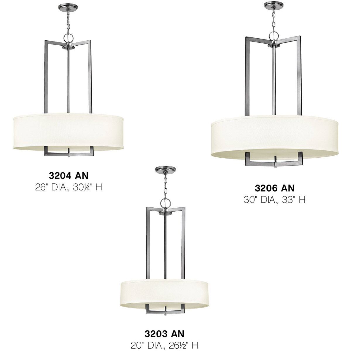 Hampton 3 Light 30 inch Antique Nickel Foyer Pendant Ceiling Light