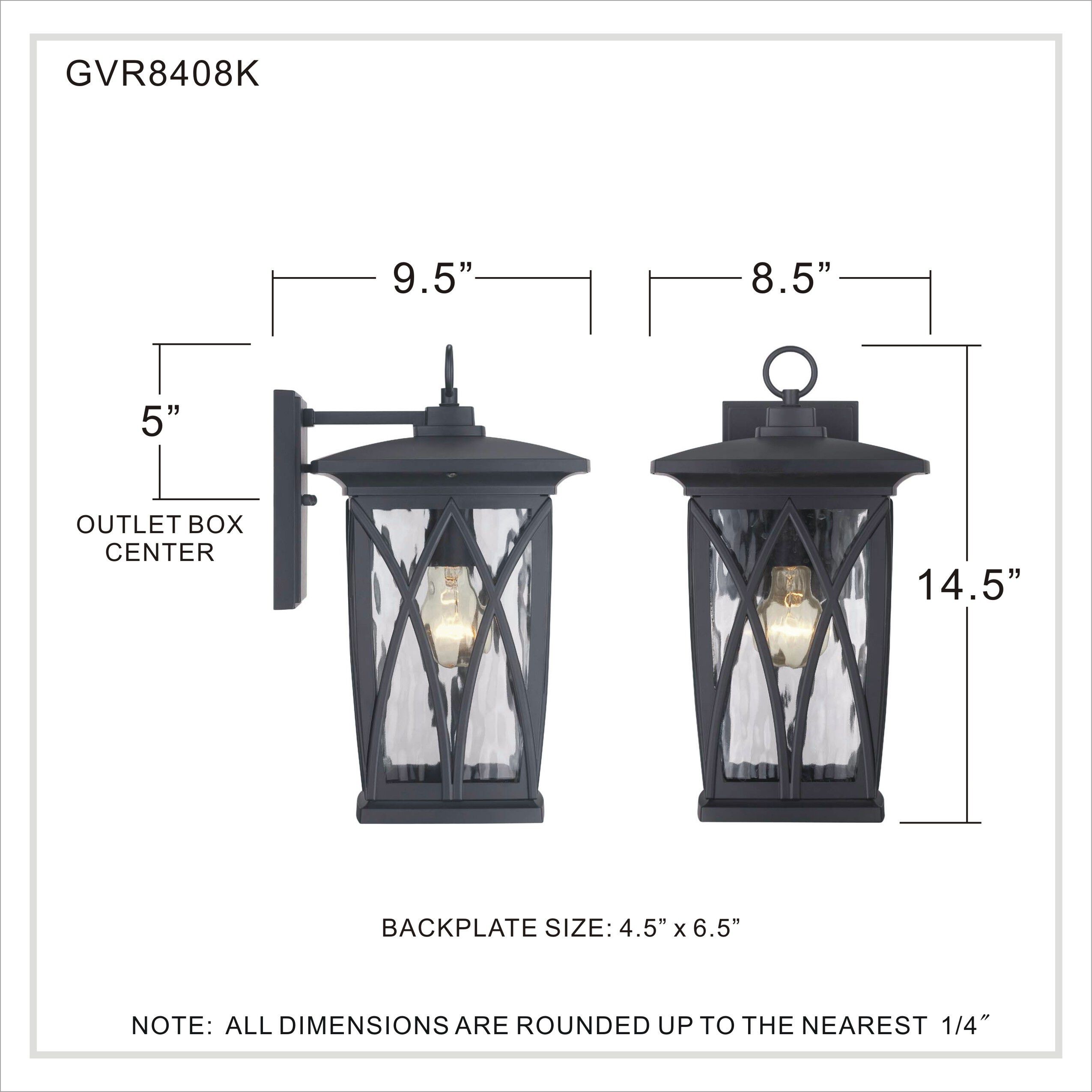 Grover 1 Light 15 inch Mystic Black Outdoor Wall Lantern