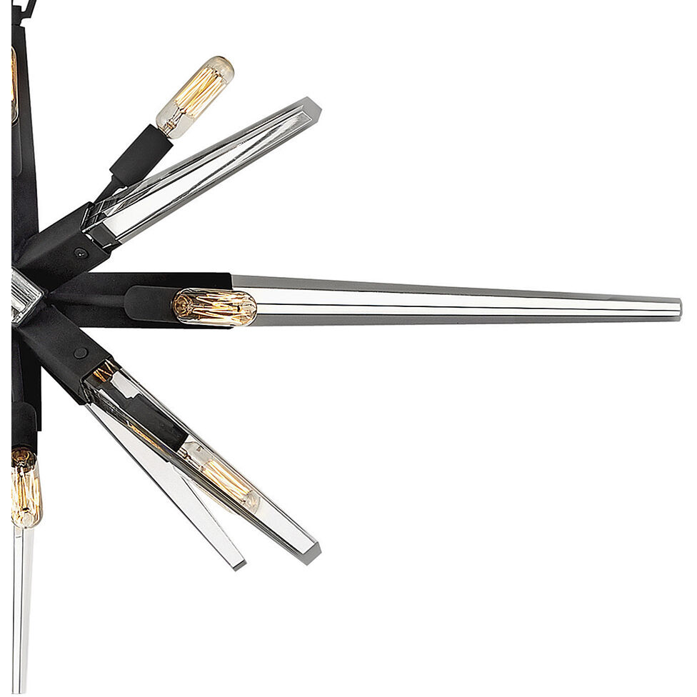 Ariel LED 40 inch Black Chandelier Ceiling Light, Linear & Oval