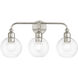 Downtown 3 Light 24 inch Brushed Nickel Vanity Sconce Wall Light, Sphere