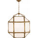 Suzanne Kasler Morris 3 Light 18.5 inch Gilded Iron Lantern Pendant Ceiling Light in White Glass, Medium