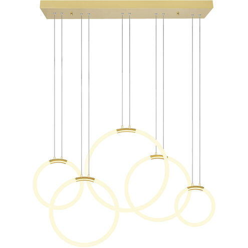 Hoops LED 8 inch Satin Gold Chandelier Ceiling Light