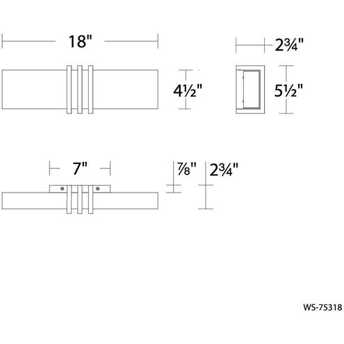 Minibar LED 18 inch Brushed Nickel Bath Vanity & Wall Light, dweLED