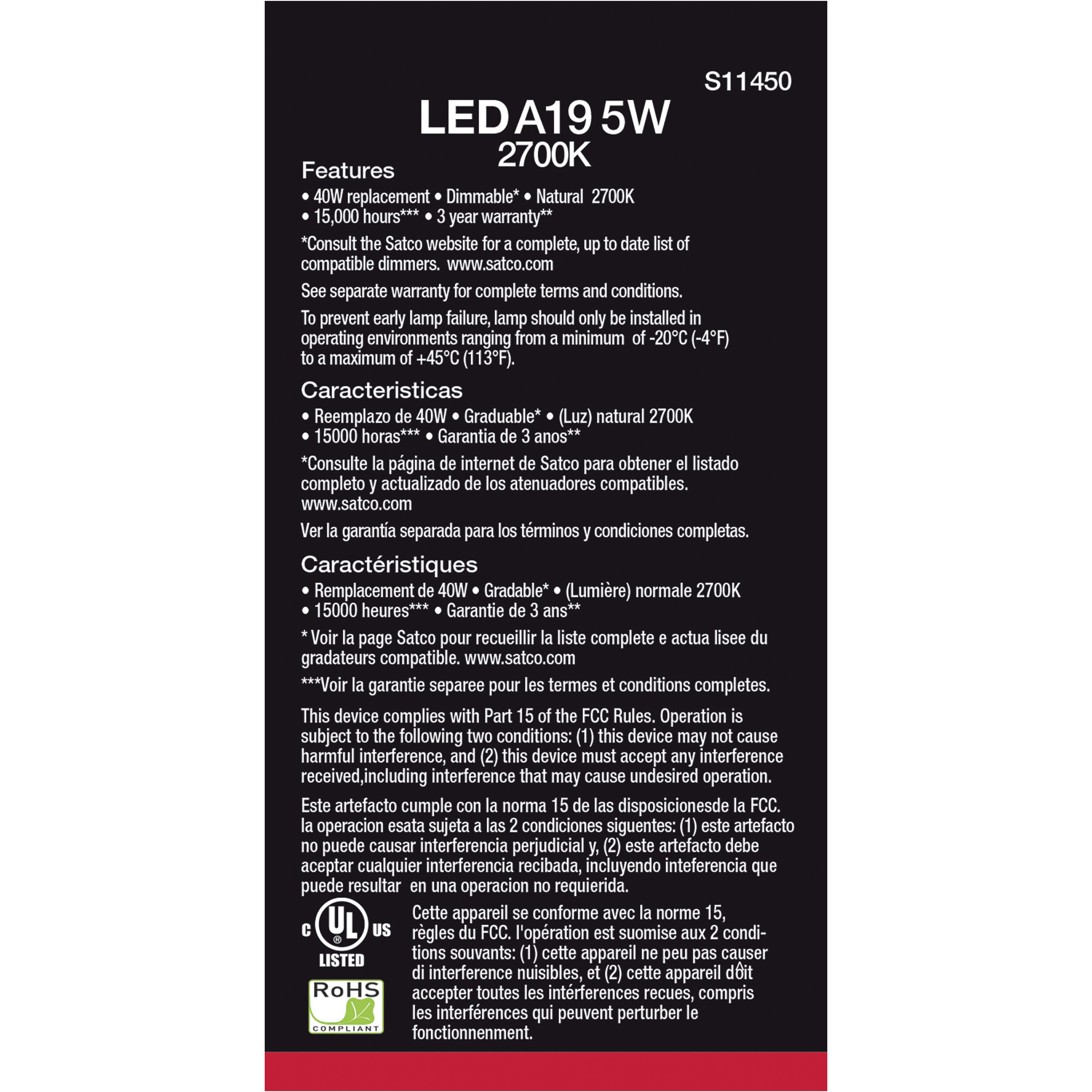 Lumos LED Medium Type A 5.00 watt 2700K Light Bulb