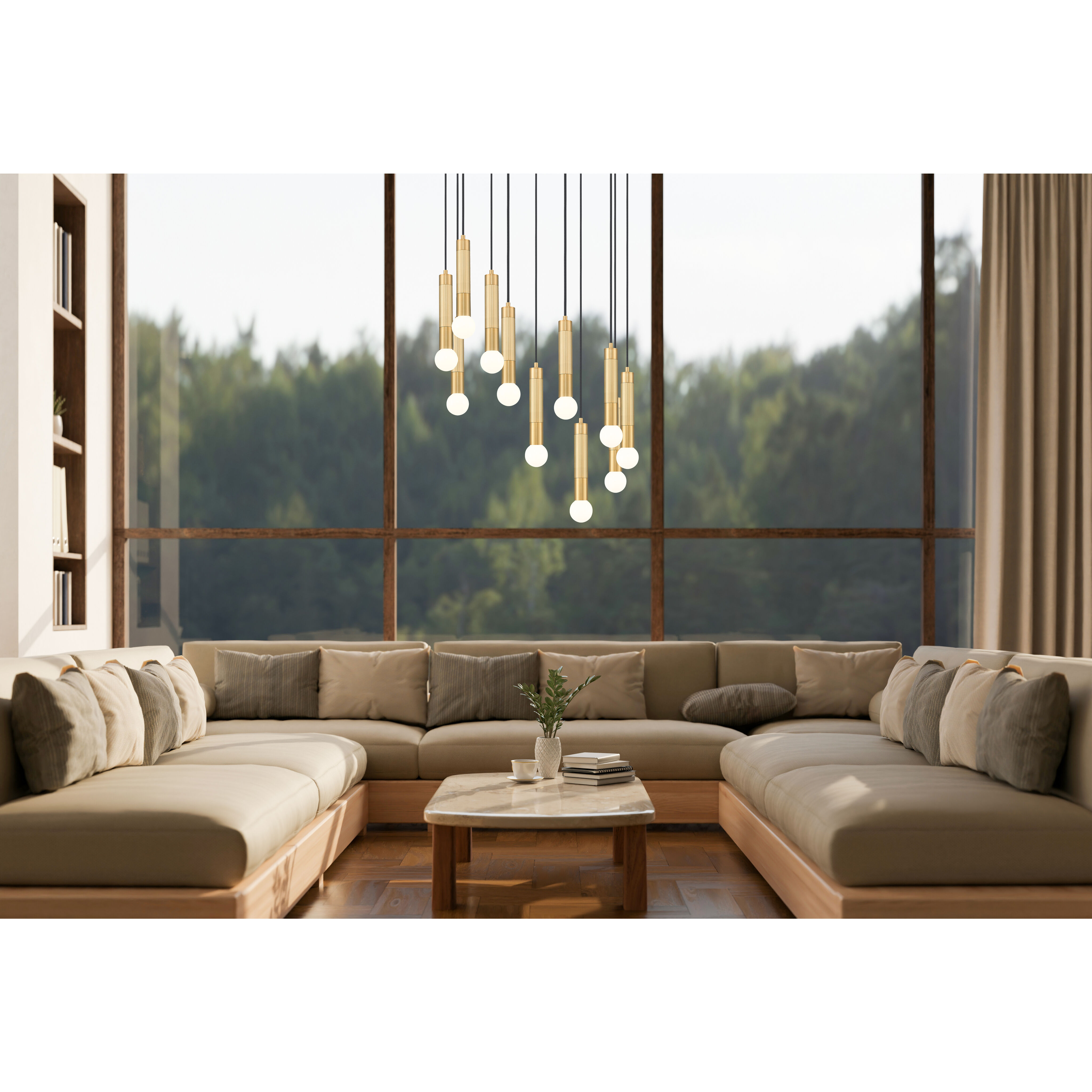 Stari 11 Light 24 inch Modern Gold Chandelier Ceiling Light