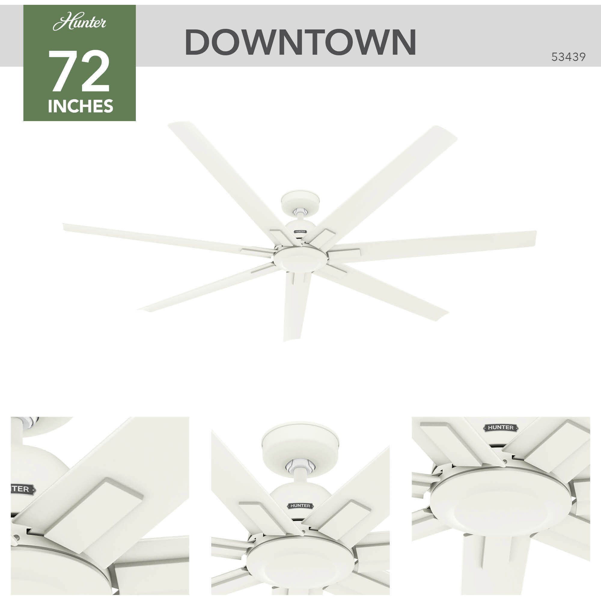 Downtown 72 inch Matte White Outdoor Ceiling Fan