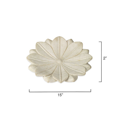 Lotus 15 X 15 inch White Marble Plate