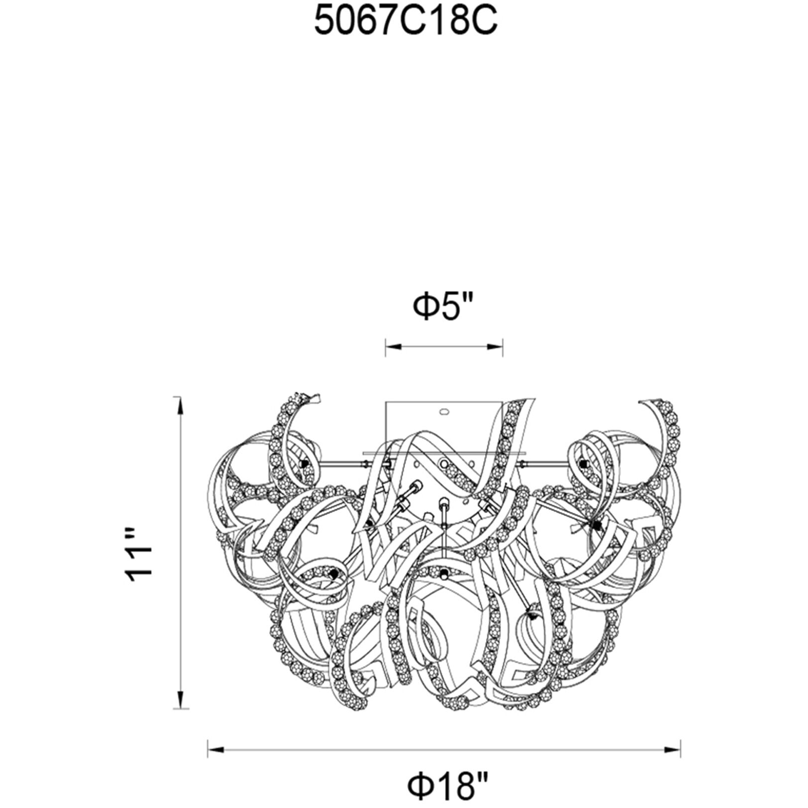Swivel 9 Light 18 inch Chrome Flush Mount Ceiling Light