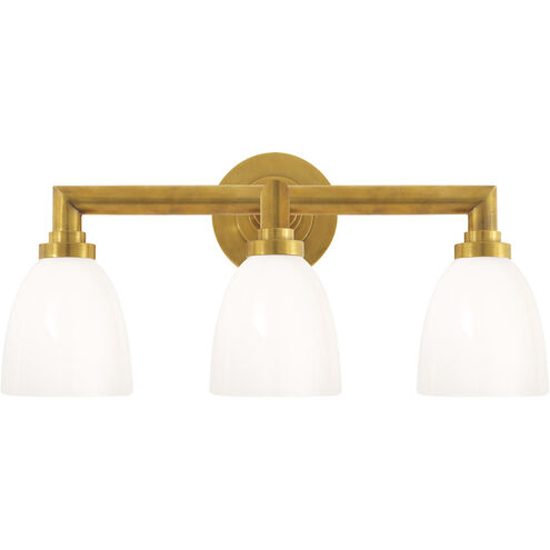 Chapman & Myers Wilton2 3 Light 21.5 inch Hand-Rubbed Antique Brass Triple Bath Light Wall Light