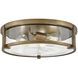 Lowell 3 Light 16 inch Brushed Bronze with Clear glass Foyer Light Ceiling Light, Flush Mount