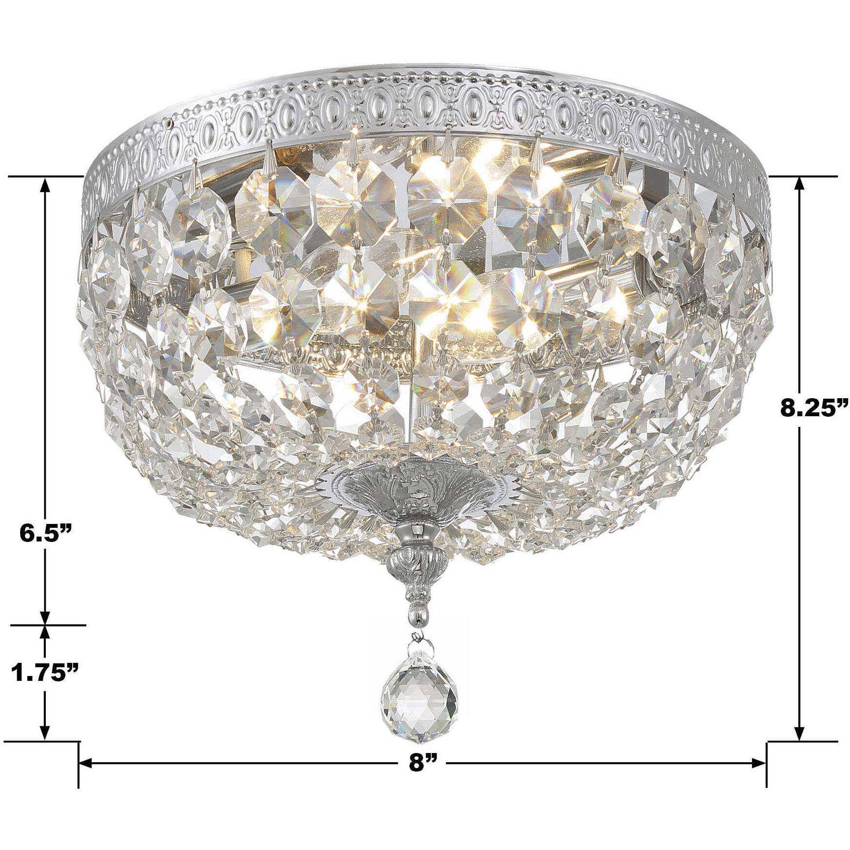 Everett 2 Light 8 inch Chrome Flush Ceiling Light