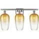 Ballston Brookhaven Flute 3 Light 27 inch Brushed Satin Nickel Bath Vanity Light Wall Light in Amber Glass