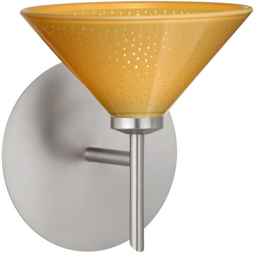 Kona 1 Light 6 inch Satin Nickel Mini Sconce Wall Light in Halogen, Mango Starpoint Glass