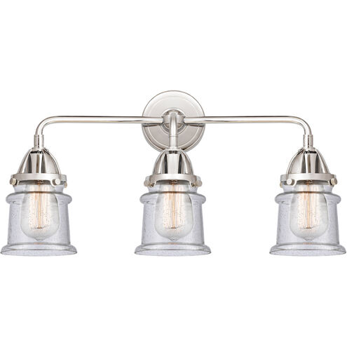 Nouveau 2 Small Canton 3 Light 23 inch Polished Chrome Bath Vanity Light Wall Light in Seedy Glass
